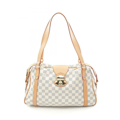Louis Vuitton Stresa PM 單肩包，塗層帆布，皮革，Damier Azur，女款，白色，N42220