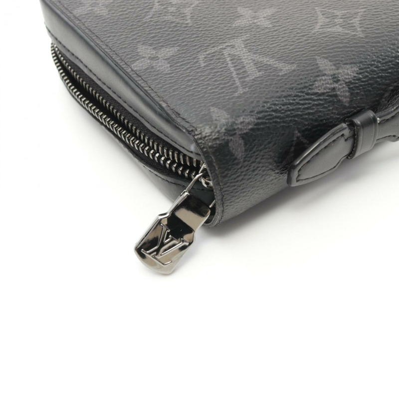Louis Vuitton Zippy XL 圓長版皮夾 塗佈帆布 皮革 Monogram Eclipse 男士 黑色 M61698-9