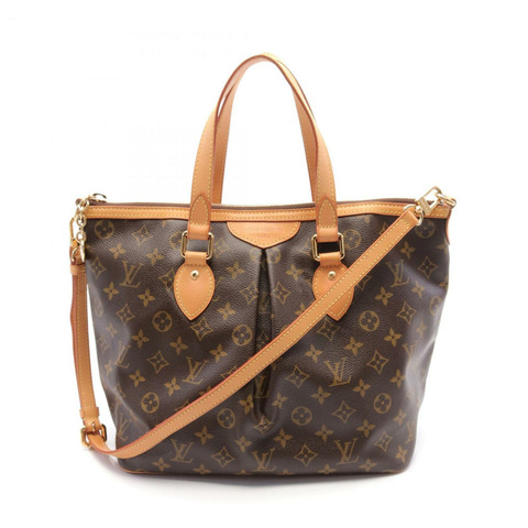 LOUIS VUITTON Palermo PM 手提包 包 塗層帆布 皮革 Monogram 女款 棕色 M40145