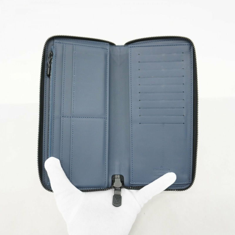 Louis Vuitton 長版皮夾 Monogram Shadow Zippy Vertical M82322 藍黑色 男款-2