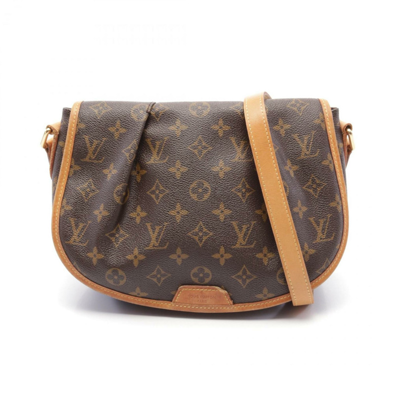 Louis Vuitton Menilmontant PM 單肩包,塗層帆布,皮革,字母,女款,棕色,M40474-1