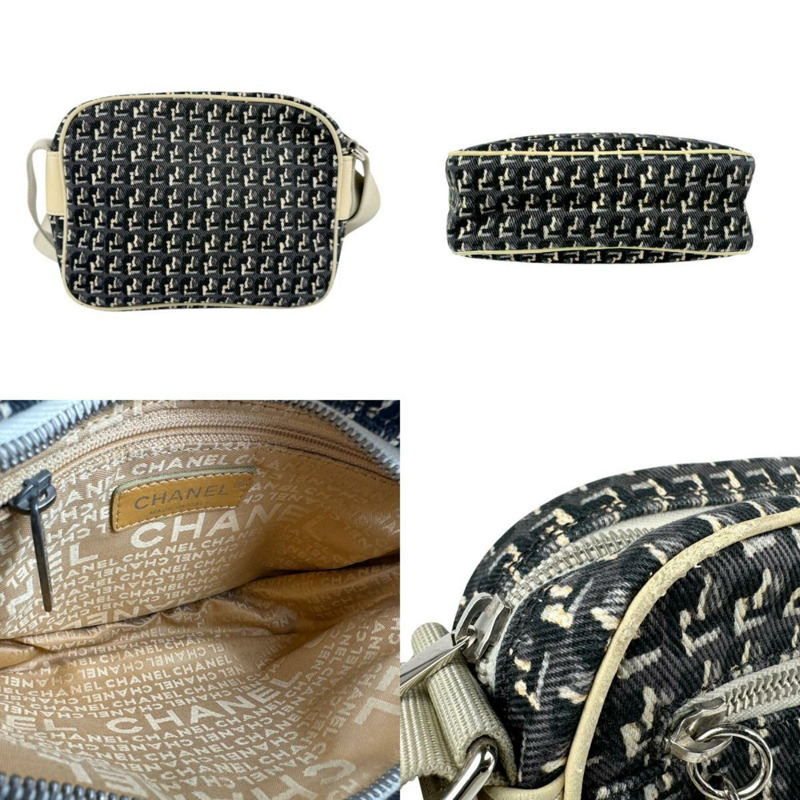 CHANEL 肩背包 帆布 灰色 米色 女款 z3404-2