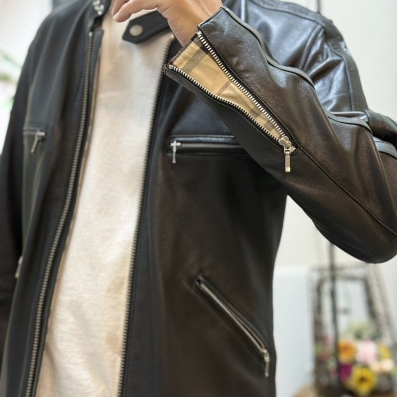 BURBERRYBLACKLABEL 小羊皮騎士外套-1