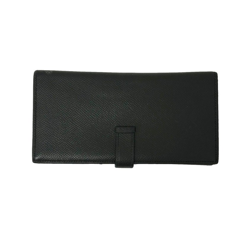HERMES 【激減優惠】Epsom皮革Bearn W Snap銀扣長錢包Noir/黑色-1