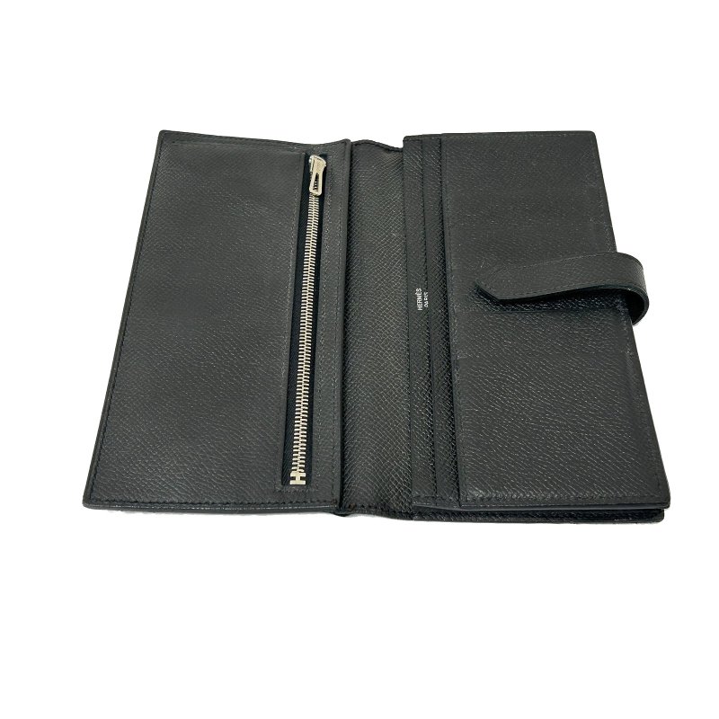 HERMES 【激減優惠】Epsom皮革Bearn W Snap銀扣長錢包Noir/黑色-3