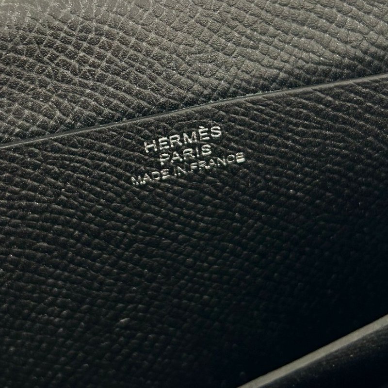 HERMES 【激減優惠】Epsom皮革Bearn W Snap銀扣長錢包Noir/黑色-6