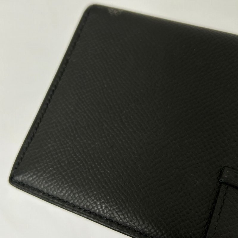 HERMES 【激減優惠】Epsom皮革Bearn W Snap銀扣長錢包Noir/黑色-11