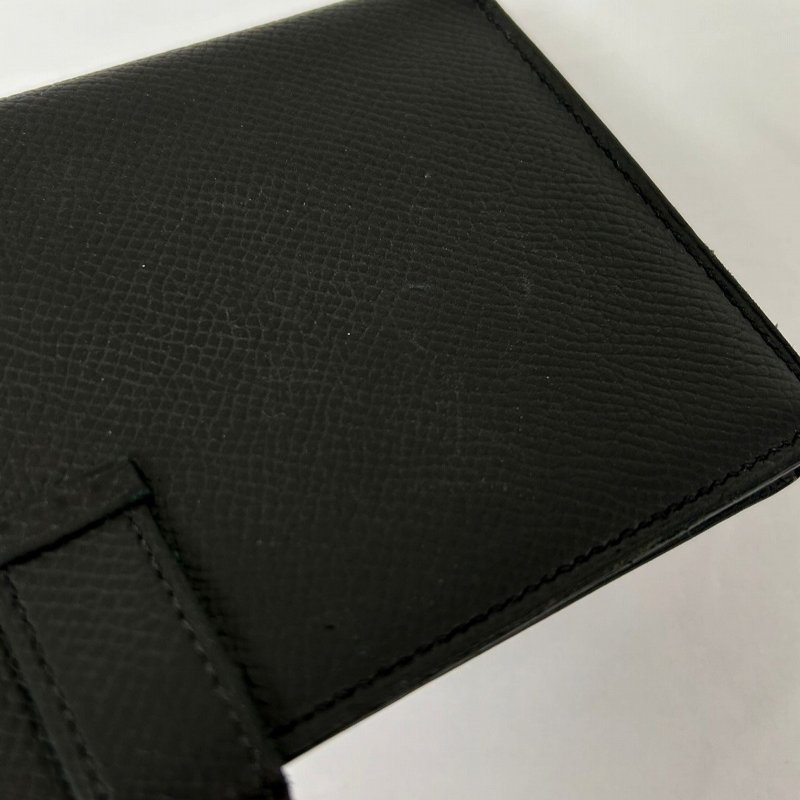 HERMES 【激減優惠】Epsom皮革Bearn W Snap銀扣長錢包Noir/黑色-12
