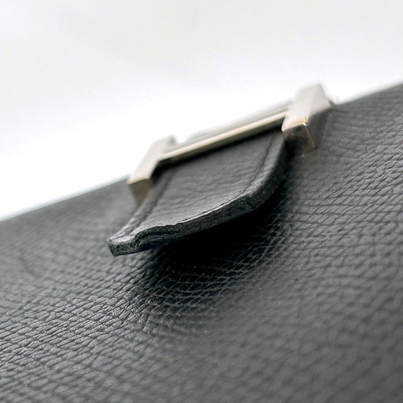 HERMES 【激減優惠】Epsom皮革Bearn W Snap銀扣長錢包Noir/黑色-13