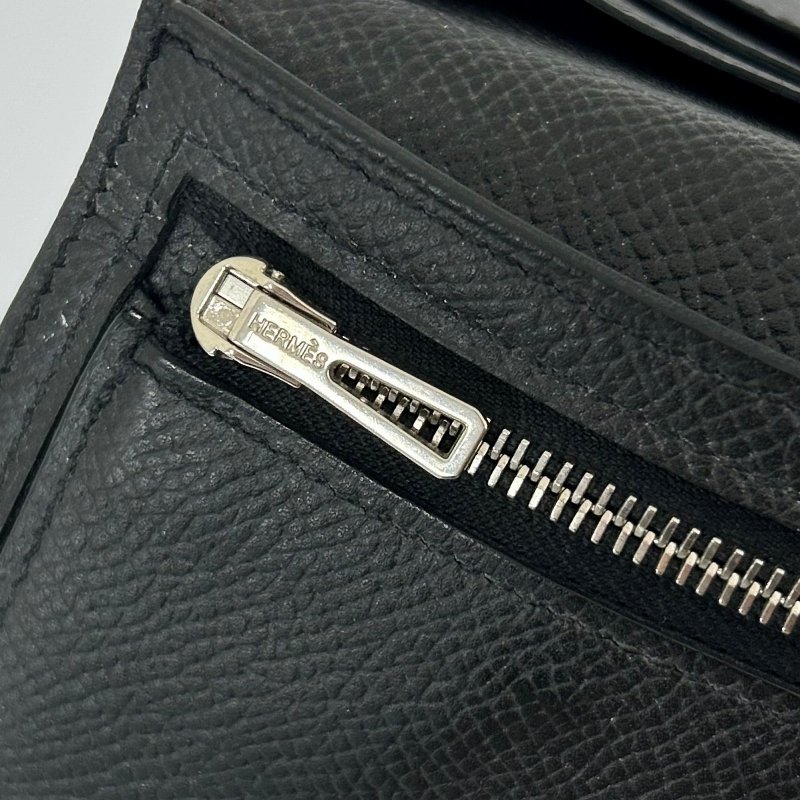 HERMES 【激減優惠】Epsom皮革Bearn W Snap銀扣長錢包Noir/黑色-25