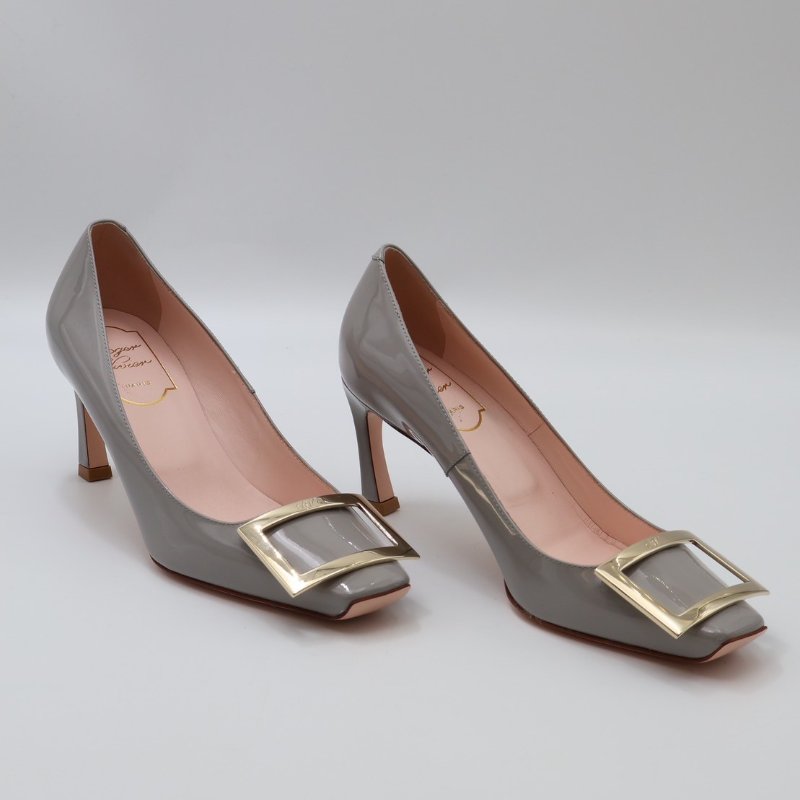 Roger vivier Trompette喇叭跟漆皮高跟鞋 - 灰35.5-1