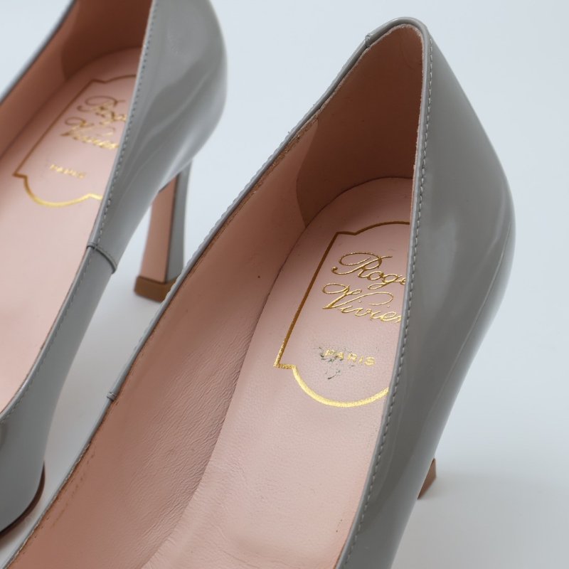 Roger vivier Trompette喇叭跟漆皮高跟鞋 - 灰35.5-3