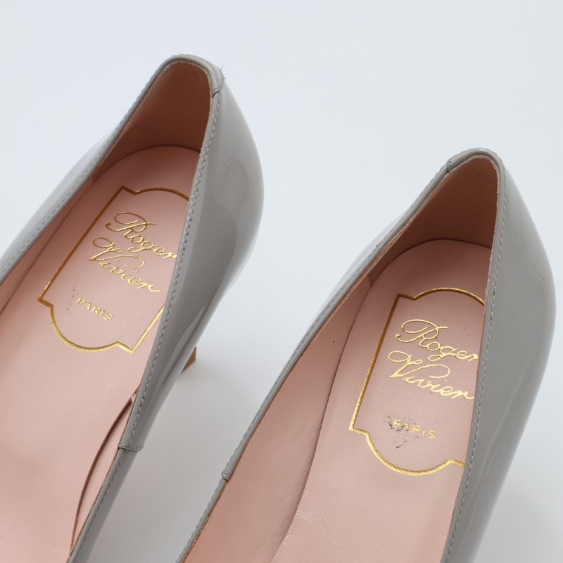 Roger vivier Trompette喇叭跟漆皮高跟鞋 - 灰35.5-6