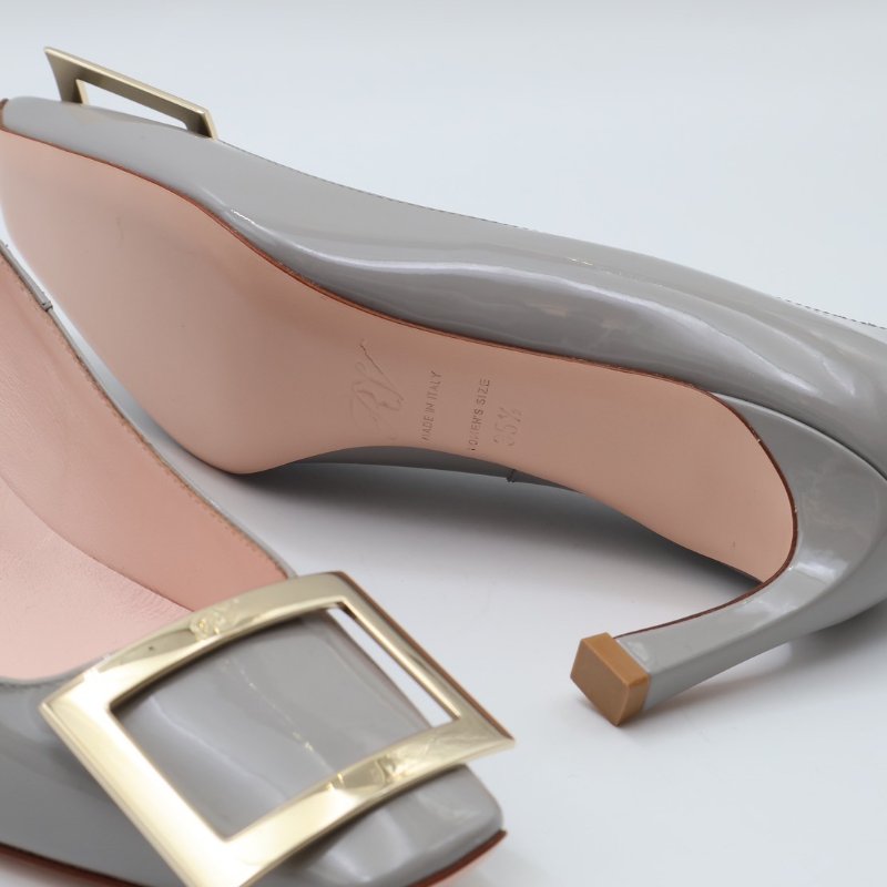 Roger vivier Trompette喇叭跟漆皮高跟鞋 - 灰35.5-7