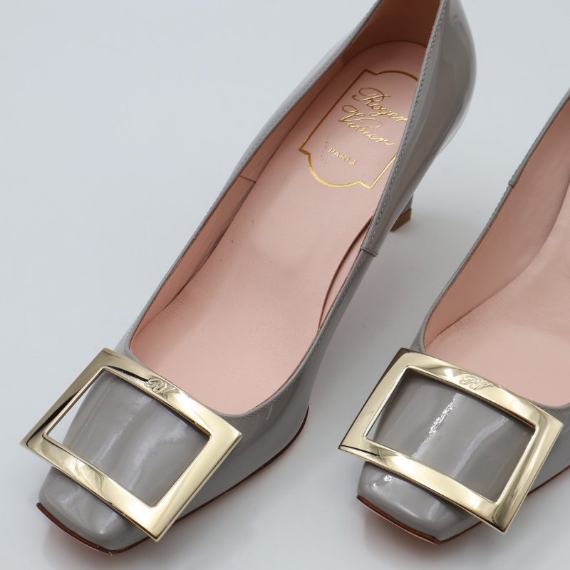 Roger vivier Trompette喇叭跟漆皮高跟鞋 - 灰35.5-9