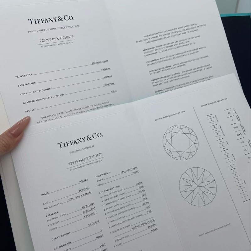 Tiffany 蒂芙尼 白金鑽石戒指 0.22克拉豪華鑲嵌戒指 l色,vvs2-6