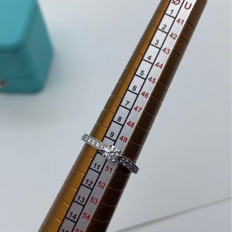 Tiffany 蒂芙尼 白金鑽石戒指 0.22克拉豪華鑲嵌戒指 l色,vvs2-8