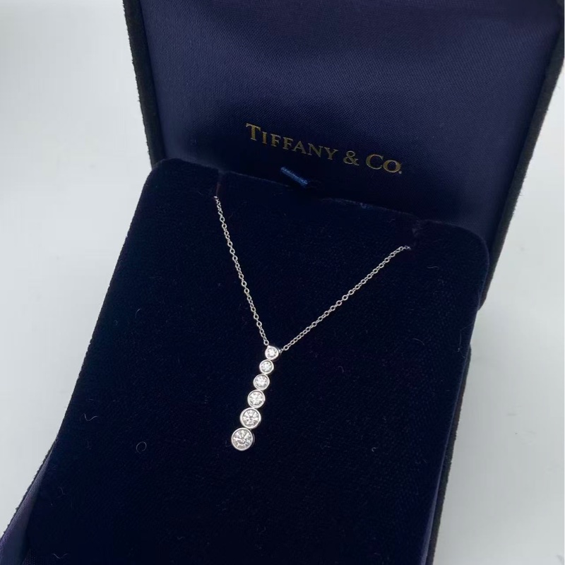蒂芙尼 Tiffany jazz 系列 ,超閃六連鑽鉑金鑽石項鍊,鑽石自測超50分 pt950 吊墜約23.1×4.7mm 項鍊全長約40cm-5