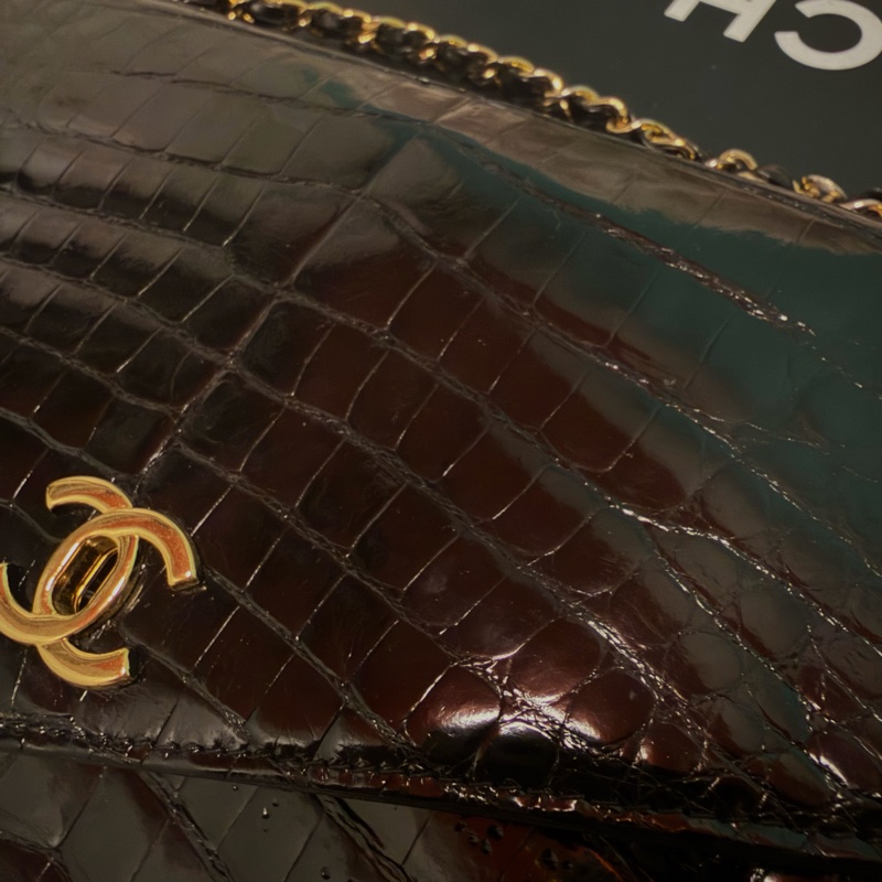 過年優惠大降兩萬 古董收藏品 Chanel 絕版鱷魚皮 24k鏈條-15