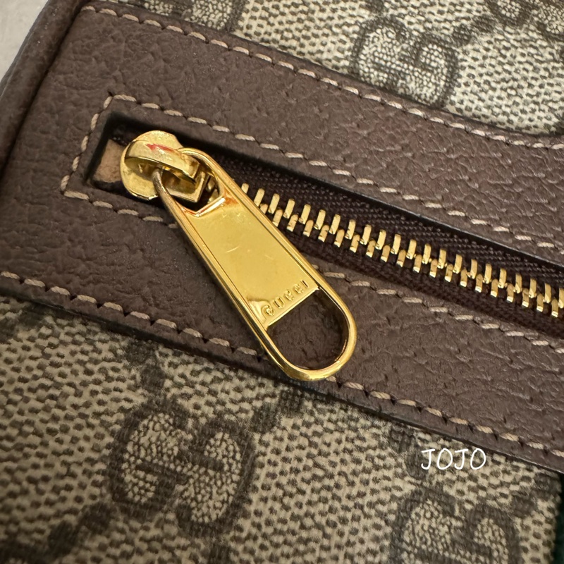 GUCCI橢圓 雙G斜背包/咖牛皮邊 古金雙G中間綠紅斜背包❤️不定時給優惠-7