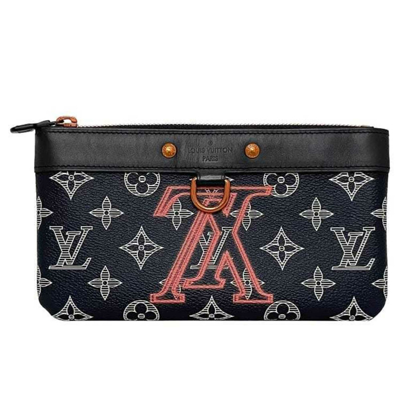 Louis Vuitton 手拿包 Pochette Apollo PM 海軍藍霓虹紅 Monogram Upside Down M62898 皮革 SP0198 LOUIS VUITTON 藍色 LV 顏色-0