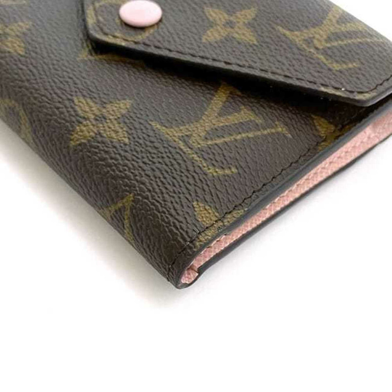 Louis Vuitton 三折皮夾 Portefeuille Victorine f-22367 棕色 粉紅色 玫瑰色 Ballerine Monogram M62360 帆布 FH4280 LOUIS VUITTON 緊湊型折疊-4