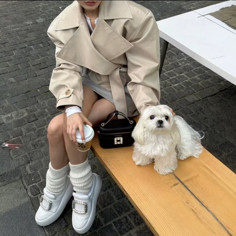 🎉新品好折扣✨Roger Vivier 女款 Viv' Up 水鑽方扣納帕皮革樂福鞋 增高5公分 白色 EU35/36/36.5/37/37.5/38(購買請訊息告知需要尺寸)-2