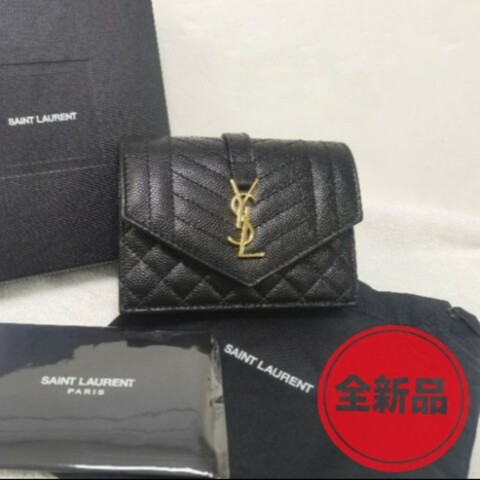 ✈️老闆出國不在‼️狂降甜價至4/5（原15800）【全新】㊣✨YSL✨(附盒/防塵袋)SAINT LAURENT 聖羅蘭 黑金 魚子醬 卡夾 零錢包 短夾 皮夾 錢包 /二手精品/保證正品🌳二手樹屋🌳