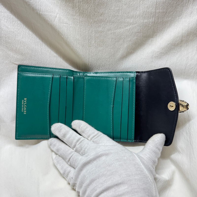 BVLGARI寶格麗珐瑯蛇頭三折短夾-2