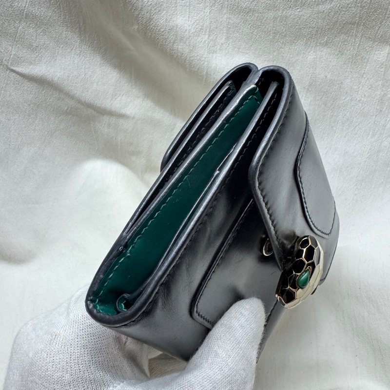 BVLGARI寶格麗珐瑯蛇頭三折短夾-9