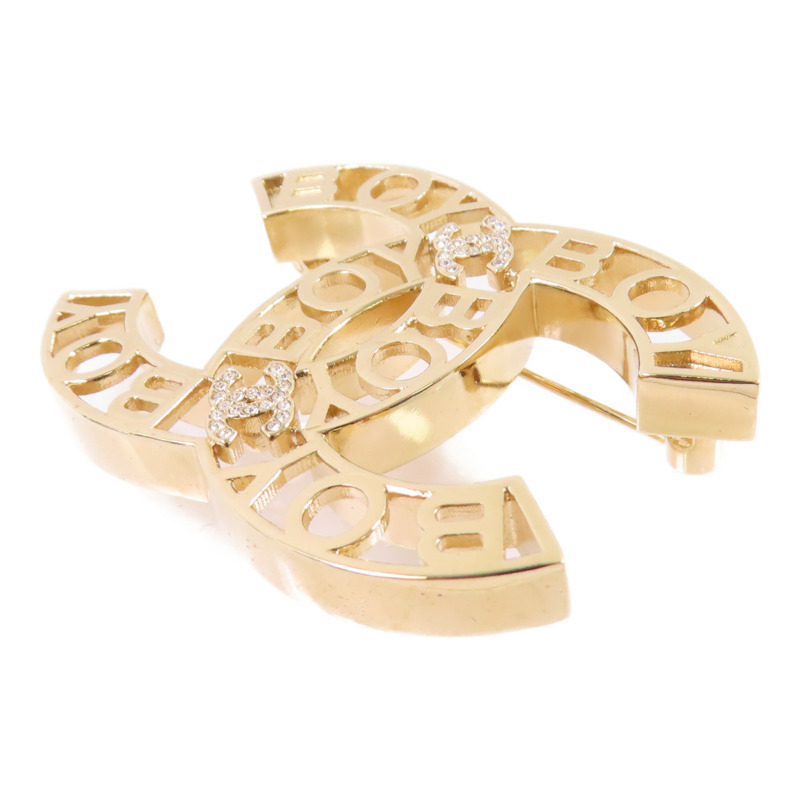 CHANEL 金屬/水鑽CC Brooch胸針-9