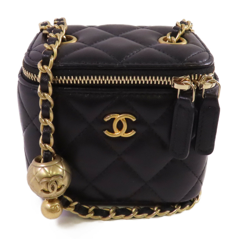 CHANEL 【激減優惠】羊皮皮革Mini Vanity Case Shoulder Bag金扣鏈帶肩背袋-0