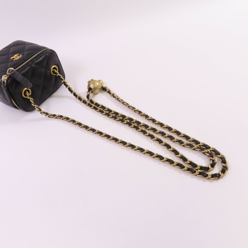 CHANEL 【激減優惠】羊皮皮革Mini Vanity Case Shoulder Bag金扣鏈帶肩背袋-4