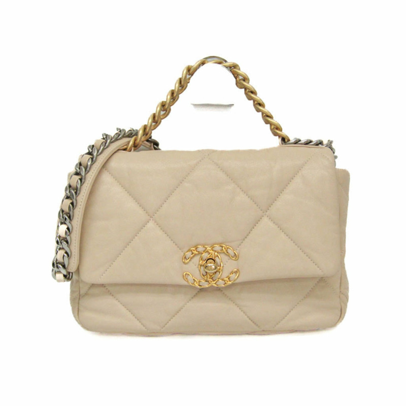 Chanel CHANEL 19 小號 AS1160 女士皮革肩背包 淺米色-0