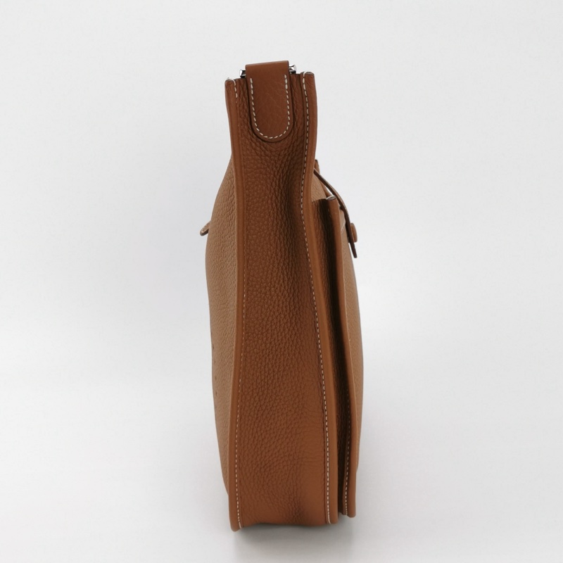 Hermes Evelyne29鏤空單肩包Clemence （TC） 牛皮銀扣37金棕B刻-1