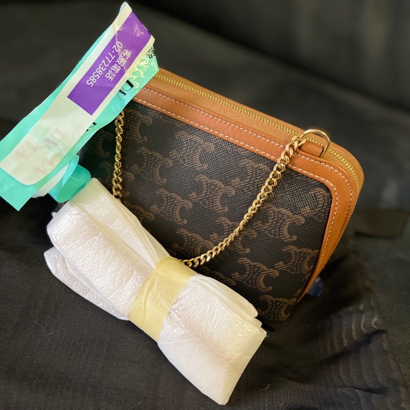 CELINE 印花羊皮革飾鍊手提包 貝殼包-2