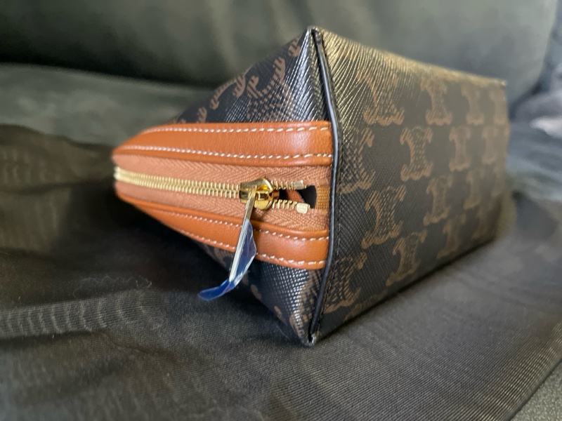 CELINE 印花羊皮革飾鍊手提包 貝殼包-5