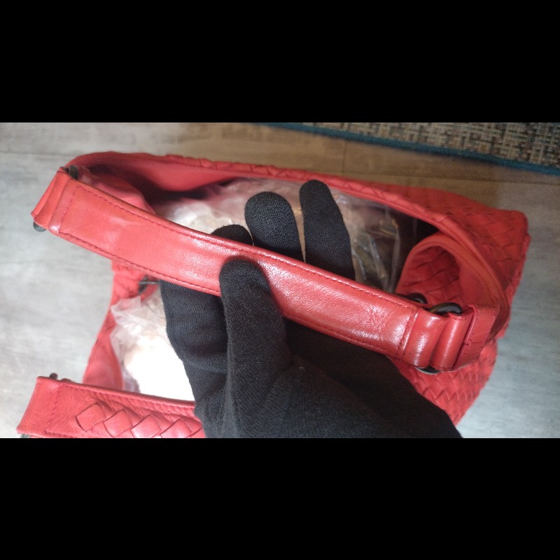 Bottega Veneta 紅編織和尚包-30