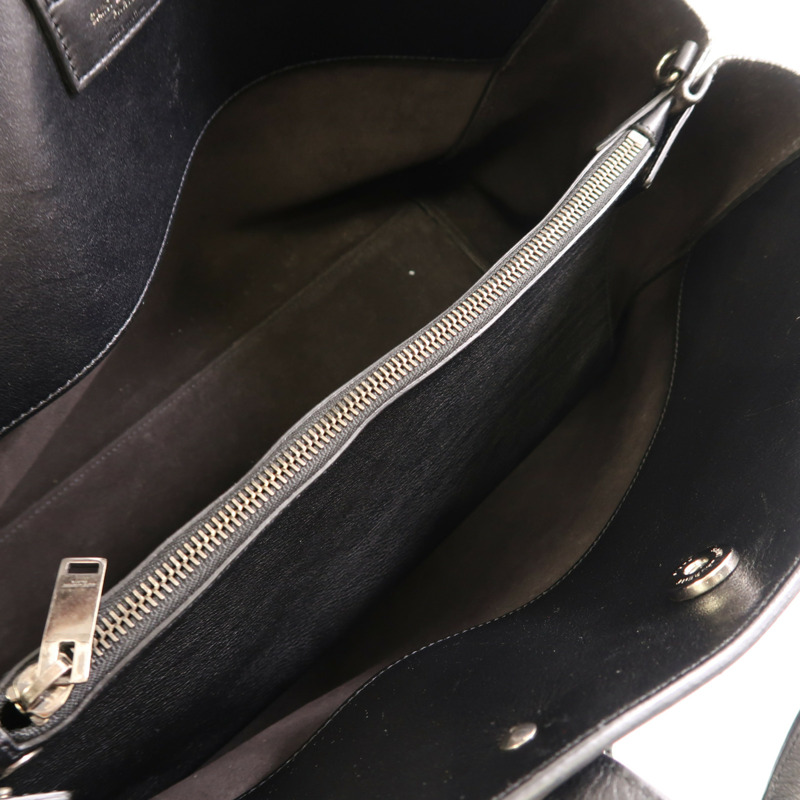 SAINT LAURENT 牛皮皮革Shoulder Bag銀扣手挽肩背兩用袋-9