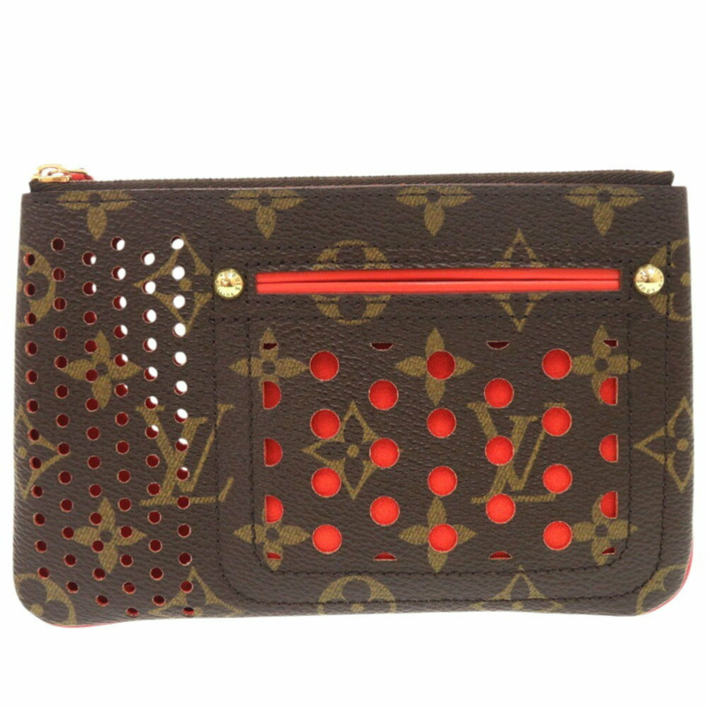 Louis Vuitton Pochette Plat Monogram 穿孔 M95187 橙色手拿包 LV 0280LOUIS VUITTON-0