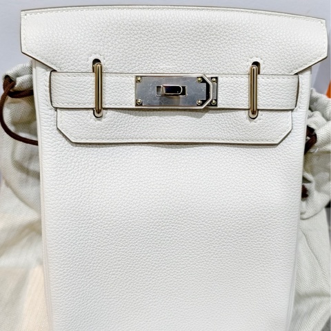HERMES 愛馬仕Hac A Dos M4 奶灰色銀釦PM