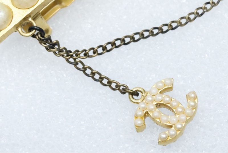 【LA LUNE】稀有中古二手Chanel金色珍珠Logo吊飾髮夾髮飾胸針心口針飾品禮物-2