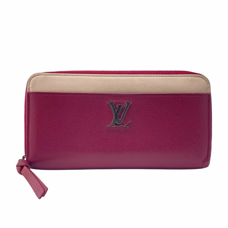 LOUIS VUITTON 路易威登 皮夾 Zippy LV Lock Me 長款 酒紅色 女款-0