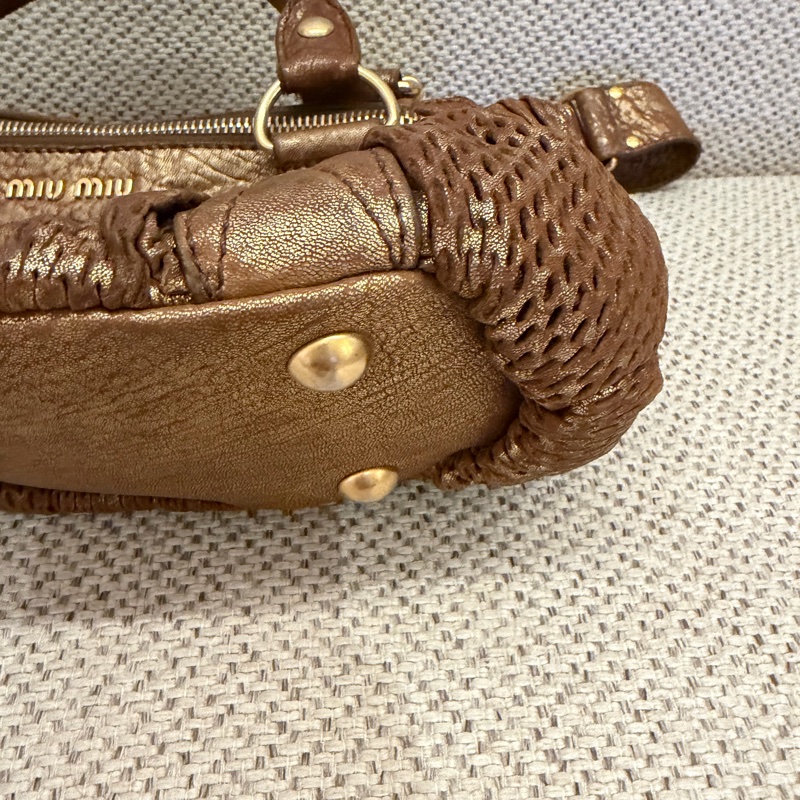 「JL精品代購」miu miu 稀有款 金色手提/肩背包-17