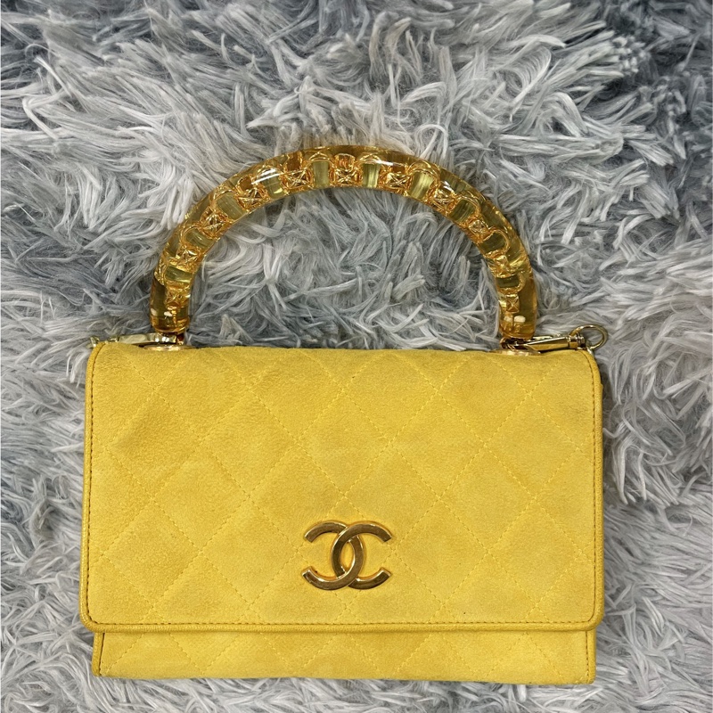 Chanel vintage 雕花手把mini handle 麂皮包 香奈兒-9