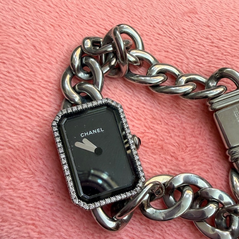 CHAIN腕錶小型款/精鋼/鑲嵌鑽石/黑色錶盤-8