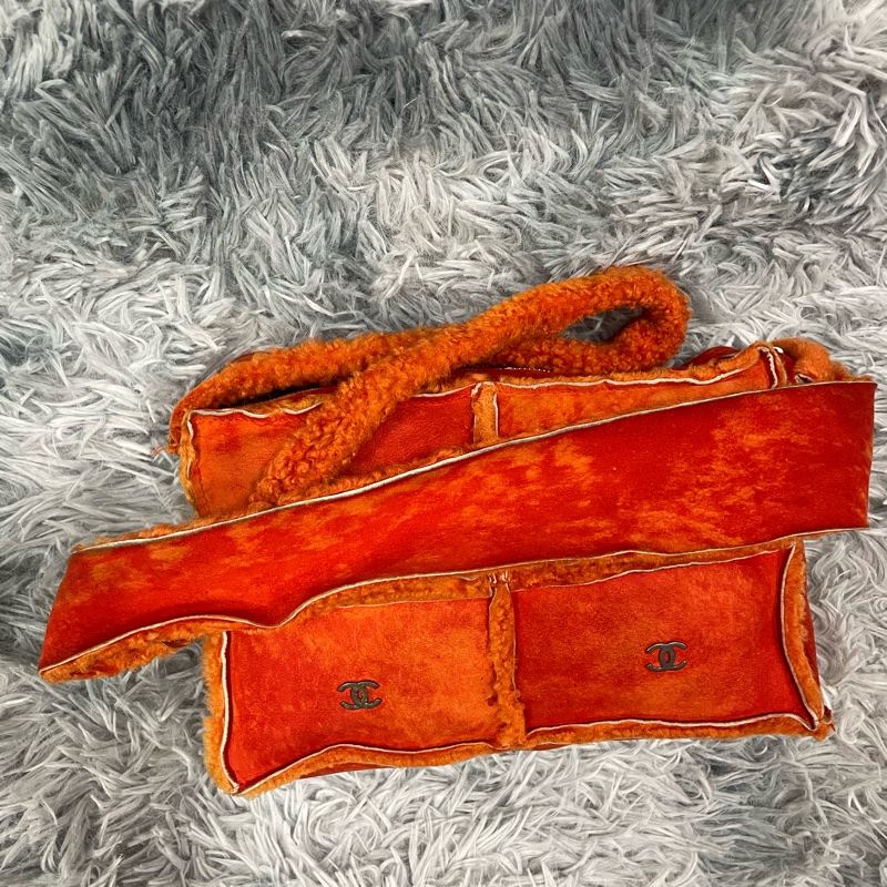 Chanel vintage麂皮羔羊四宫格肩背包 斜背包 香奈兒-30