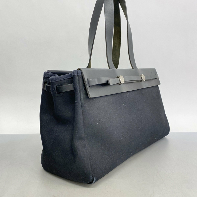 愛馬仕 手提包 Airbag Cabas MM Toile Officier 黑色 G Stamp 女款-1