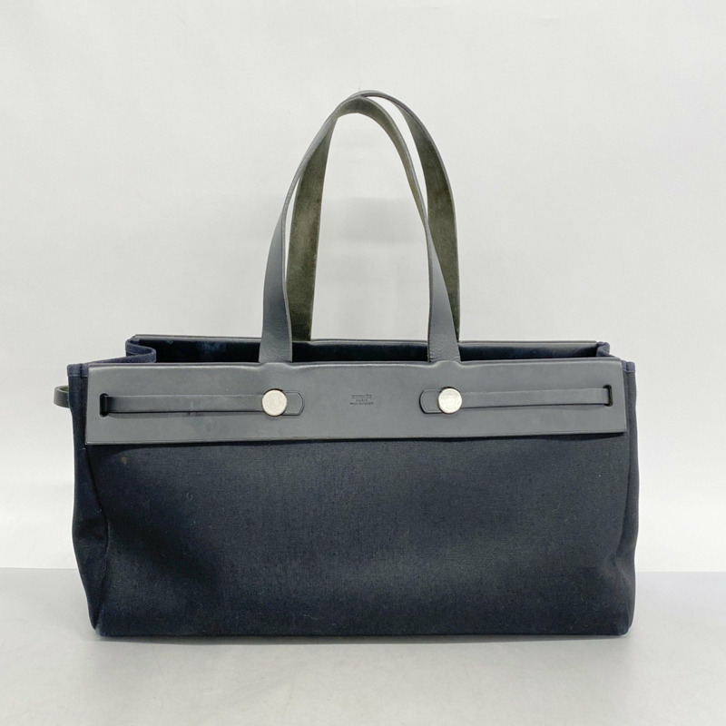 愛馬仕 手提包 Airbag Cabas MM Toile Officier 黑色 G Stamp 女款-9