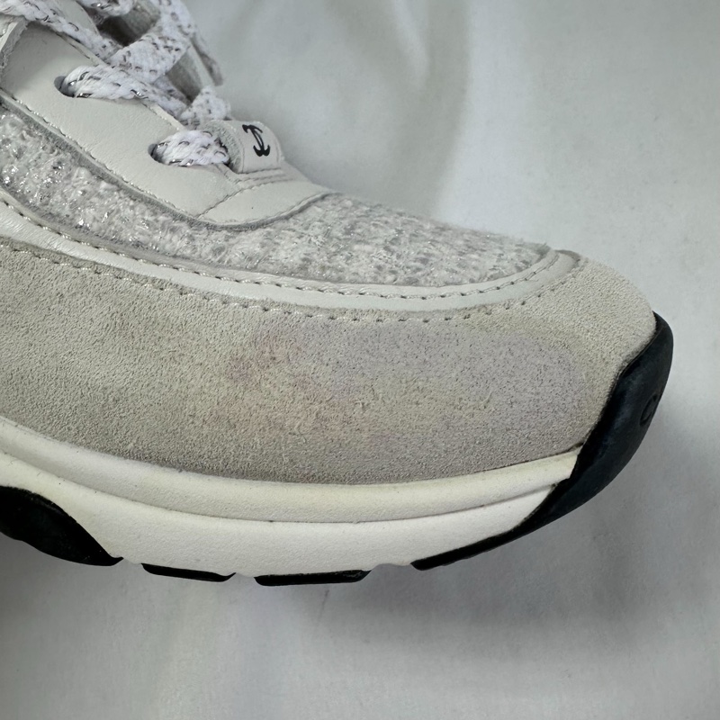 Chanel時尚奶灰編織運動鞋全新-6